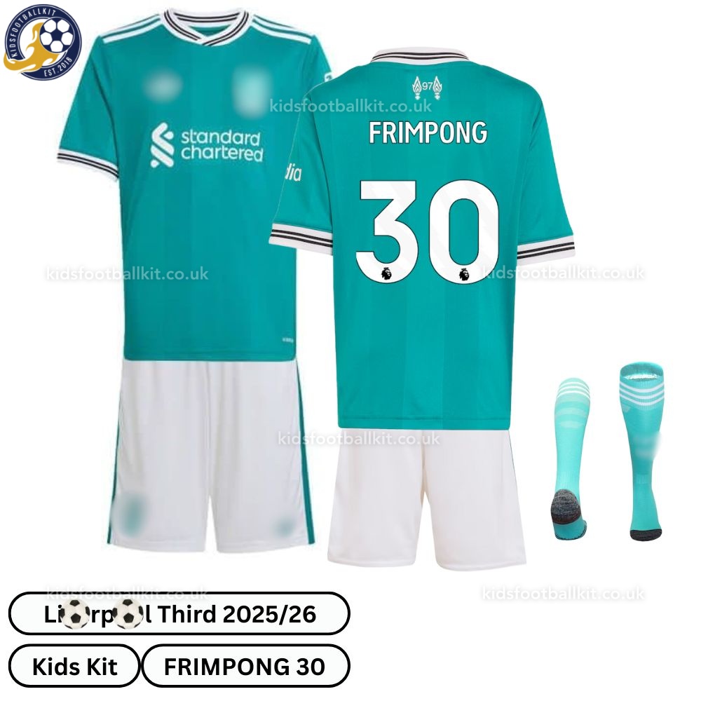 Lvr^_^pooI Third Kids Football Kit 2025/26 – FRIMPONG 30 (With socks)